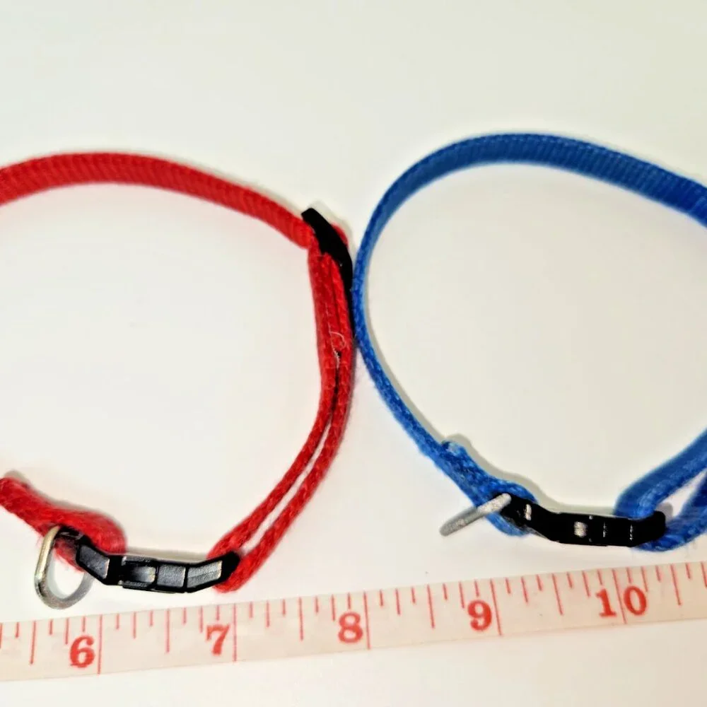 Two Small PetSmart Dog or Cat Collars. 1-Red & 1-Blue.
